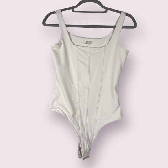 SO Tops - SO White Corset Sleeveless Bodysuit Small